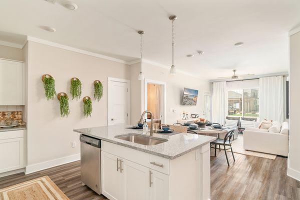 Open kitchen with great island area.