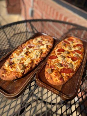 Meatlover and BBQ chicken flatbreads