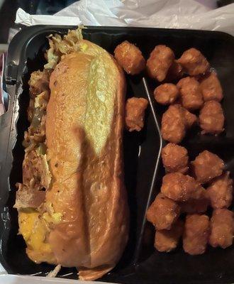 Chicken Cheesesteak and Tots