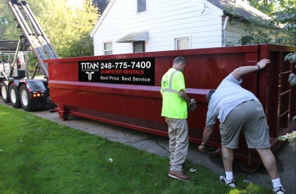 Delivering Roll-off Dumpster to Homeowner