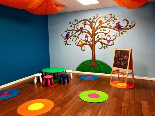 Kids Room. Child care available during some of the studios popular classes.