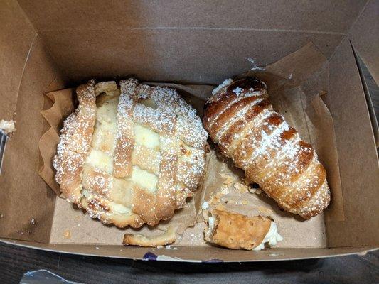 Ricotta tart, magic horn, and my half of cannoli