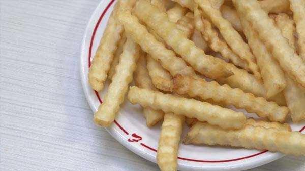 Krinkle Fries delight your eyes and your palate! Have some with a Pepsi and salad!