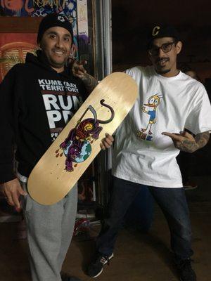 At board release party for Surg and 1001 skateshop.