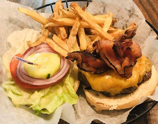 NY burger with fries