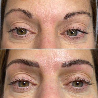 Before and after microblading