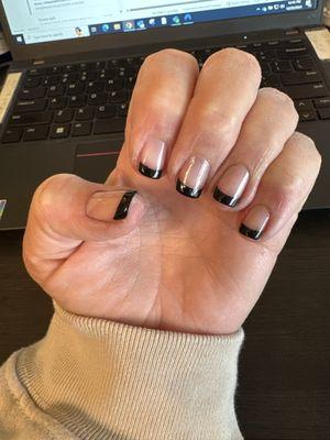 French manicure with black tips done by Michelle