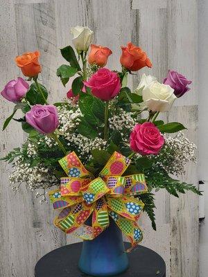 Requested brightly colored roses for a birthday celebration