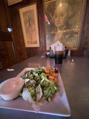 Salad with incredible in house made ranch dressing.