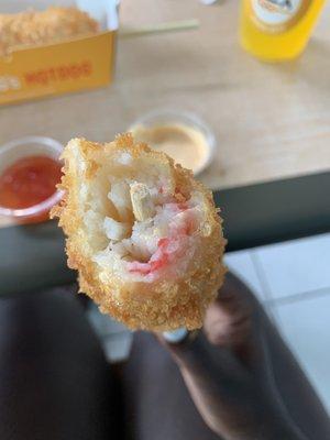 Inside of crab stick roll