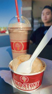 Butter pecan ice cream and a chocolate shake