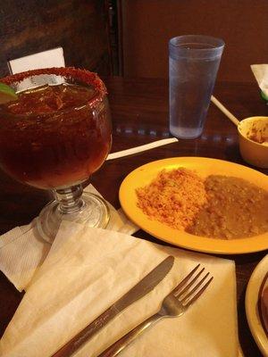 Micheladas and rice and beans