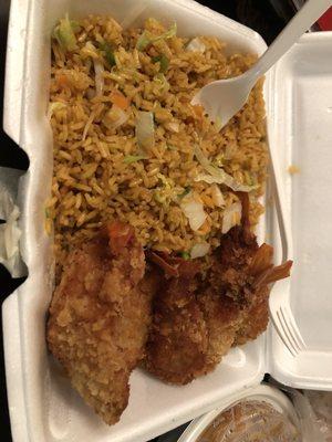 Fried shrimp and veggie fried rice