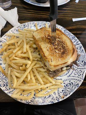 Ribeye sandwich and fries.