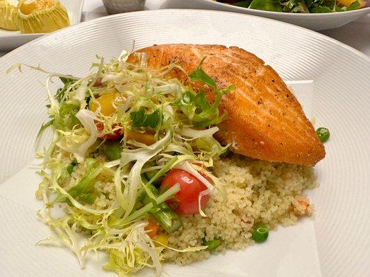 Pam seared Salmon on couscous -Delicious