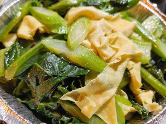 01/17/21 Dinner Takeout: 中芥蘭(素)百頁 (Chinese Broccoli and Bean Curd Sheets)