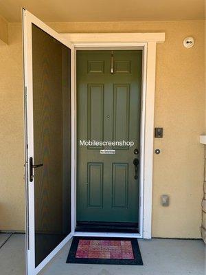 White Vista stainless steel security screen door installed in Murrieta. #stainlesssteelsecurityscreendoors