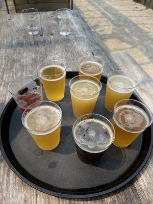 A flight of DCB and flight of Hacienda Beer Co.