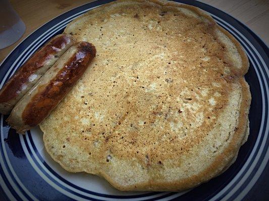 Pumpkin Pecan Pancake with a side of sausage links. If you like pancakes then make sure to try this one! 100%!