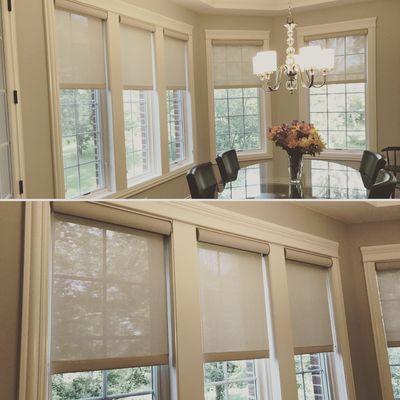 Solar roller shades are perfect for sunrooms. They control heat and glare, but do not block the view.