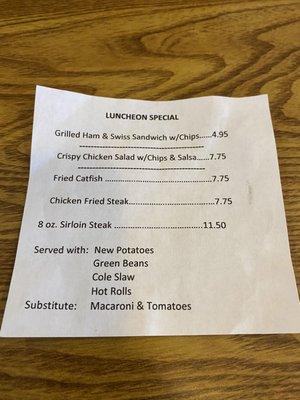 2/12/21 lunch specials