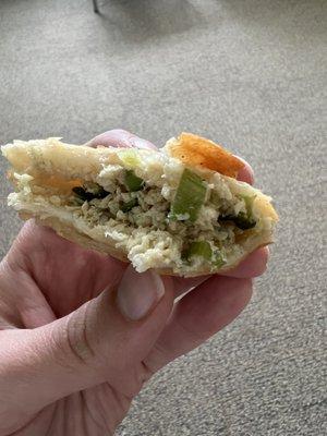 Inside of a chicken samosa