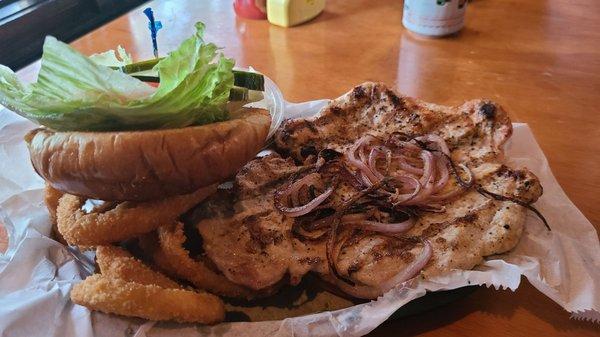 Grilled Tenderloin and Onion Rings.