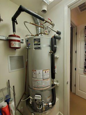 Almost done with the new, bigger and better hot water heather! We went with their recommendation to upgrade to 50 gallons.