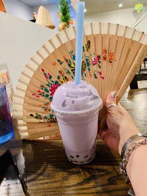 My current fave boba drink: Taro Root with Boba.