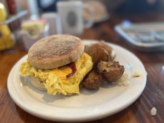 Bacon Egg, Cheese and Meat Sandwich