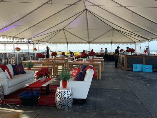 Canopy set up on top of stage fully equipped with Lounging Area