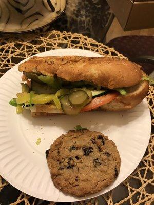 Sweet chicken teriyaki with oatmeal raisin cookie