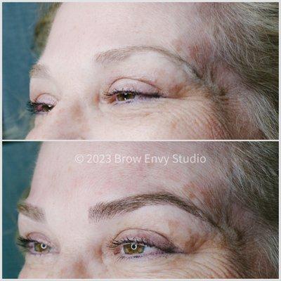 Microbladed brows to give fullness and shape.