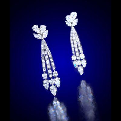 Pair of 1950s Platinum and Diamond Earrings - SOLD $21,960