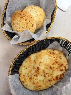 Pan de bono (top) and masita (bottom)