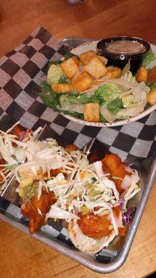 Shrimp tacos & Cesar salad