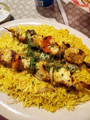 Chicken Kababs with Yellow Rice