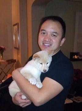 Dr. Chu with his shiba inu puppy Rex