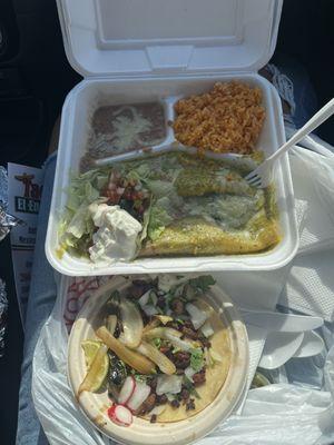 enchilada plate and taco