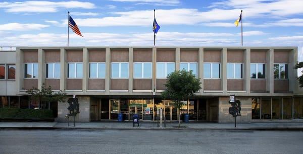 front of central library in jamaica