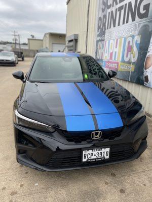 Rally stripes with 3M metallic vinyl.