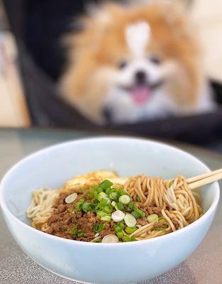 Minced Pork Dry Noodles w/ fried egg | $8.95