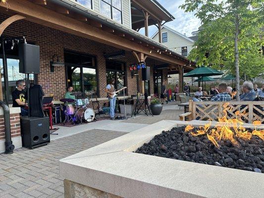 back patio of the annex with music on a Friday night