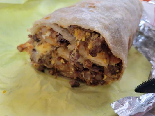 Steak breakfast burrito