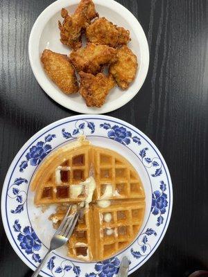 Chicken wings and waffle, can't go wrong...