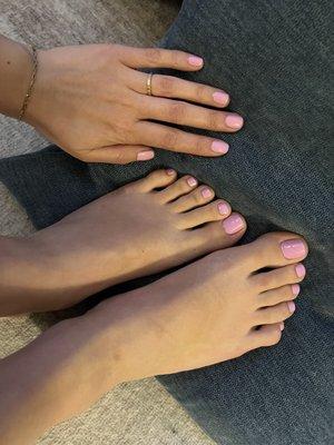 Regular pedicure with gel manicure