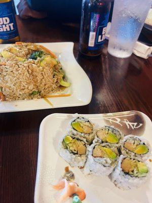 Vegetable Fried rice & California rolls