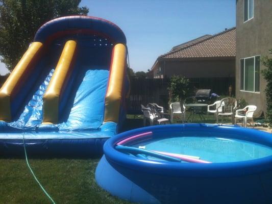 Birthday party 2 story water slide... NICE!