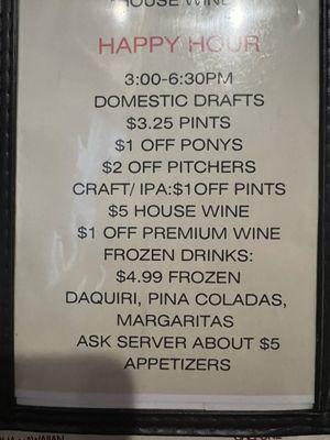 Happy Hour Menu