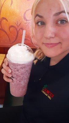 This is one of my favorites... the redbull creme freeze with strawberry and blueberries  and whipcream added.